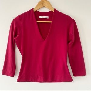 Susana Monaco V-Neck 3/4 Sleeve Red Top S ($108)